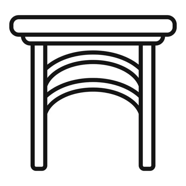 Ikon Perabotan Luar Ruangan Garis Besar Vektor Meja Kayu Rencana - Stok Vektor