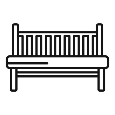 Güverte kanepesi ahşap ikon ana hat vektörü. Yukarıdaki plan. Sahil bahçesi verandası