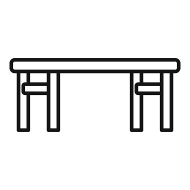 Tahta masa simgesi ana hatlı vektör. Evin dış cephesi. Yaz bahçesi alanı