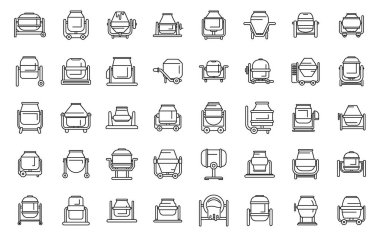 Çimento karıştırıcı simgeleri ana hatları belirler. Somut malzeme karışımı. Site oluşturucu