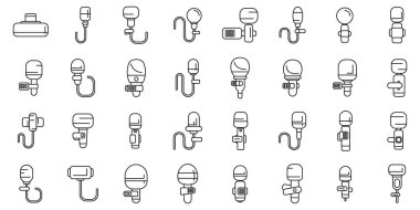 Yaka mikrofon simgeleri ana hat vektörünü ayarlar. Ses yayını. Klipsli tasma