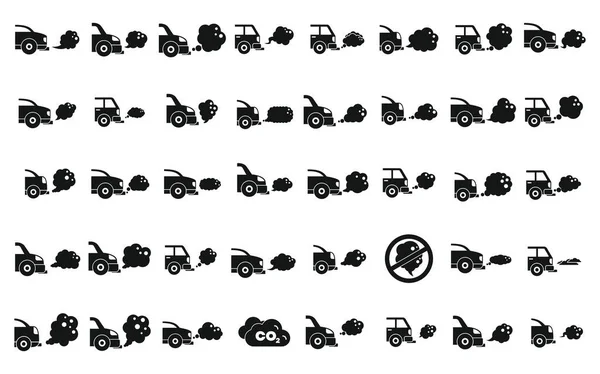 Traffic Fumes Icons Set Simple Vector Climate Gas Car Traffic — Stock Vector