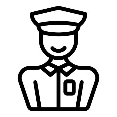 Havaalanı güvenlik görevlisi ikon ana hatları vektörü. Havaalanı çalışanları. Uçuş denetim ekibi.