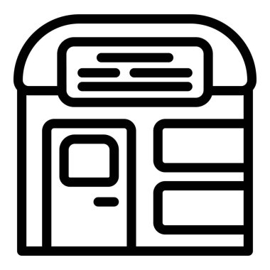 Gıda butik ikonu ana hatları vektörü. Perakende satış mağazası. Fırın köşesi tezgahı