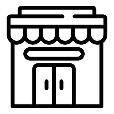 Market ikonu ana hatları vektörü. Hizalama perakende merkezi. Yiyecek mağazası.