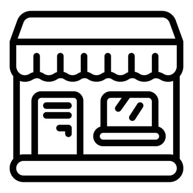 Perakende satış noktası ana hatları vektörü. Ticari iş prizi. Ticaret Mağazası Pazarı