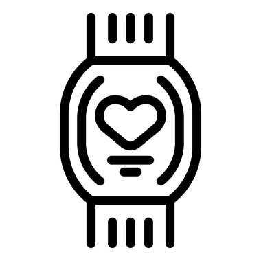 Bileklik kalp atışı ölçü simgesi ana hat vektörü. Akıllı sağlık takipçisi. Adımölçer aygıtına dikkat et