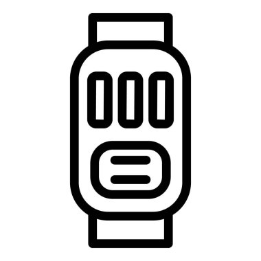 Adımölçer simgesi ana hat vektörü. Bileklik takıyorum. Yürüyen atletik saat