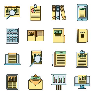 Denetim sistemi simgeleri ayarlandı. Denetim sistemi vektör simgelerinin ana hatları beyaz üzerine ince çizgi rengi düz