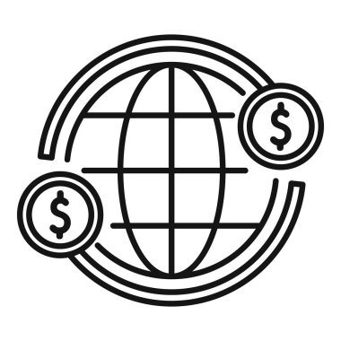 Çevrimiçi küresel para formu ikon ana hatları vektörü. Kültür şirketi. İş hizmeti
