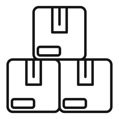 Depo ambalajı ikonu ana hatları vektörü. Direkt müşteri. Servis koyu