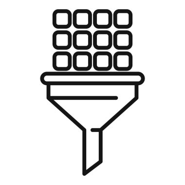 Çevrimiçi veri hunisi ikon ana hatları vektörü. Akıllı veri tabanı. Güvenlik öncülüğü