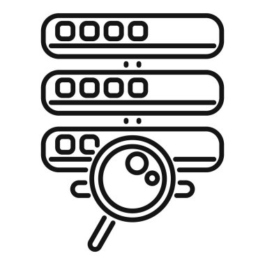 Arama filtresi sunucu simgesi ana hatları vektörü. Sızdırma işlemi. Çevrimiçi yükleme yap