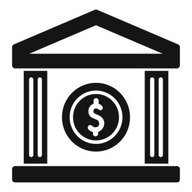 Banka binası kredi ikonu basit vektör. Sosyal banka. Karanlık internet anlaşması