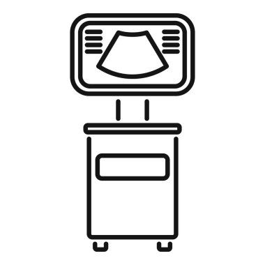 Sonograf simgesi dış hat vektörü. Klinik cihazı. Doktor ultra ses