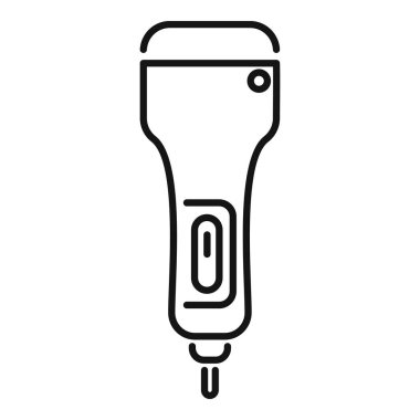 Ekokardiyogram ikon ana hatları vektörü. Sonograf teşhisi. Doktor ultra ses