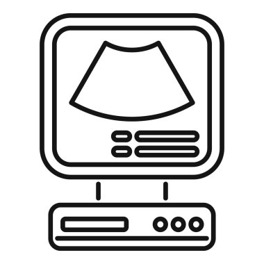 Sağlık ultrasonik ikon ana hatları vektörü. Sonograf cihazı. Klinik bilgisayarı