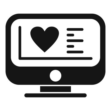 Kalp modeli pc monitör simgesi basit vektör. Tıbbi biyobasım. Cerrahi bilim