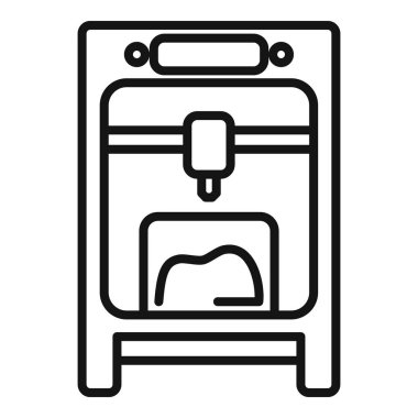 Tıbbi baskı ikonu ana hat vektörü. Biyobasım anatomisi. Makine insan monitörü