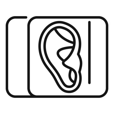 Kulak biyobasım ikon ana hatları vektörü. Tıp bilimi. Organ nakli