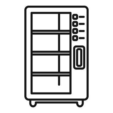 İçecek makinesi simgesi ana hatları vektörü. Şişe taşınabilir içki. Tasarım itme makinesi