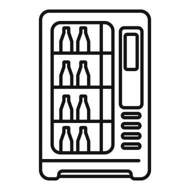 Modern içme makinesi ikonu ana hatları vektörü. Soğutma kabı. Şişe tasarımı