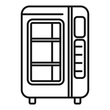 Yiyecek ikonu ana hatları vektörünü sağlayın. Yiyecek sat. Polimer makinesi