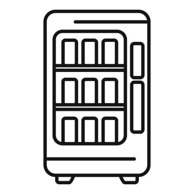 Modern otomat ikonu ana hatları vektörü. Meyve suyu içiyorum. Atıştırmalık