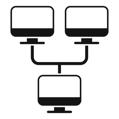 İnternet bilgisayar ağı simgesi basit vektör. Yerel veri bulutu. Dijital ortam