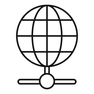 Dijital veri küresel bağlantı ikonu ana hatları vektörü. Karanlık depo. Bulut çevrimiçi kilidi