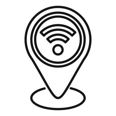 Wifi internet konum ikonu ana hatları vektörü. Şehir sunucusu kilitlendi. Yönlendirici bulut deposu