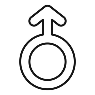 Erkek işaret simgesi ana hat vektörü. Cinsiyet adamı posteri. Eşitlik desteği