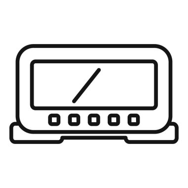 Araç kontrol taksimetre simgesi ana hat vektörü. Uygulama haritası arabası. Kamu denetimini çevir