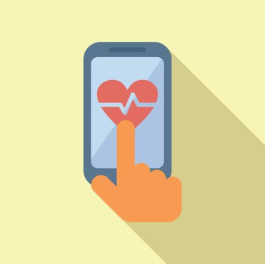 Nabız ikonu düz vektörüne dokun. Veri sporu. En iyi yaşam aygıtı