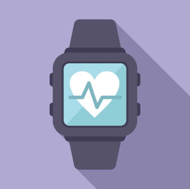 Smartwatch kalp atış hızı ikonu düz vektör. Dijital spor. Beden eğitimi.