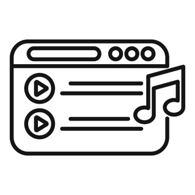 Web çalıştırıcısı müzik listesi simgesi ana hatları vektörü. Dijital spor. Şehir ayakları