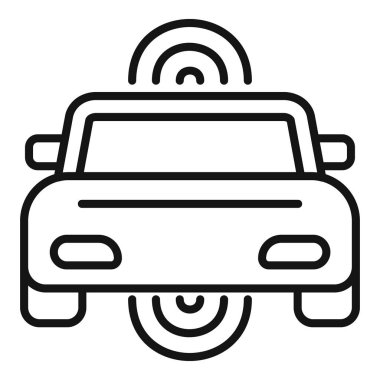 Güvenli araba kontrol ikonu ana hat vektörü. Otomatik alarm. Güvenlik dur görünümü