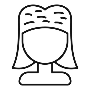 Sanatçı şirin peruk ikonu taslak vektörü. Kadın modası. Baş çekici.