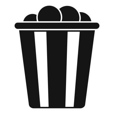 Patlamış mısır kovası simgesi basit vektör. Sinema atıştırmalıkları. Pişmiş ekmek.