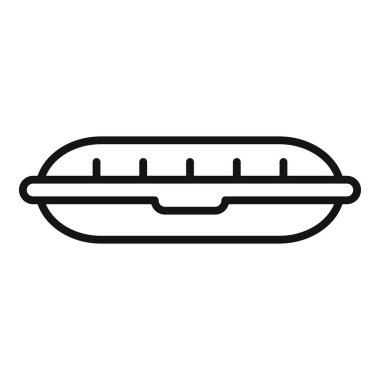 Plastik yemek kutusu ikonu ana hatları vektörü. Sokak yemeği. Öğle yemeği.