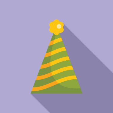 Eğri çizgi parti şapkası simgesi düz vektör. Vücut eğlencesi. Xmas çocuk partisi