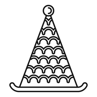 Çizgi partisi şapka ikonu ana hat vektörü. Mutlu koni karnavalları. Oyun dekorasyonu