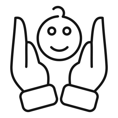 El desteği ikon ana hatları vektörü. Karanlık birim. Kalkan palmiye anne