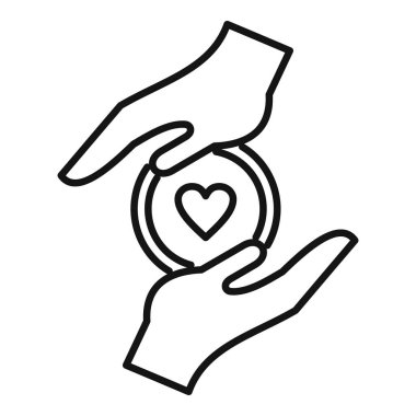 Çocuk destek ikonu ana hatları vektörü. Bakım ailesi. Gönüllüleri koru