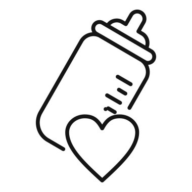 Bebek sütü şişesi taslak vektörü. Ebeveyn desteği. Birlik çocuğu