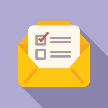 Posta kutusu ikonu düz vektör. İnsanlar oy verir. Makine konuşma raporu