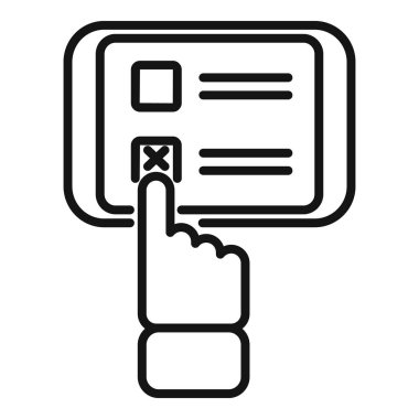 Tablo oylama kabini ana hatları vektörü. Demokrasi seçimi. Oy kullananlar