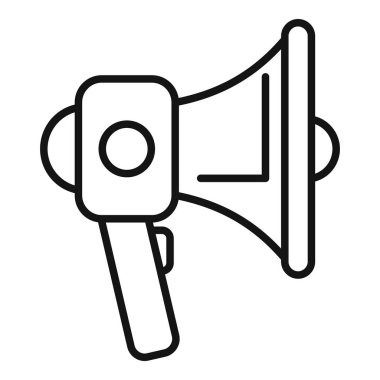 Megafon protesto ikonu ana hat vektörü. Halk seçimleri. Sözcü röportajı