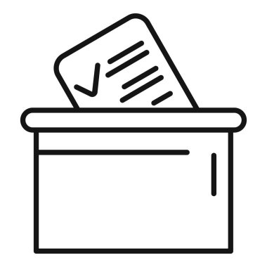 Oy pusulası simgesi ana hatları vektörü. Sözcü vatandaş. Devlet yeri