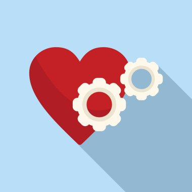 Kalp dişlileri ikon düz vektörle çarpışıyor. Bağımlılık hastalığı. Aort kalp etkisi